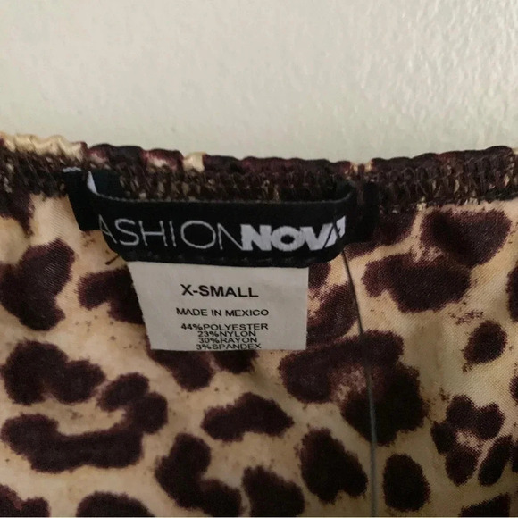 NWT Fashion Nova Animal Print  Cropped Blouse - Picture 4 of 6